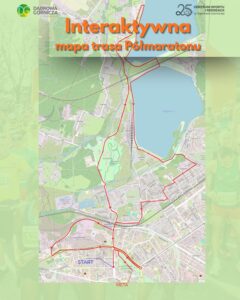 Zdjęcie przedstawia trasę Półmaratonu naniesioną na mapę Dąbrowy Górniczej