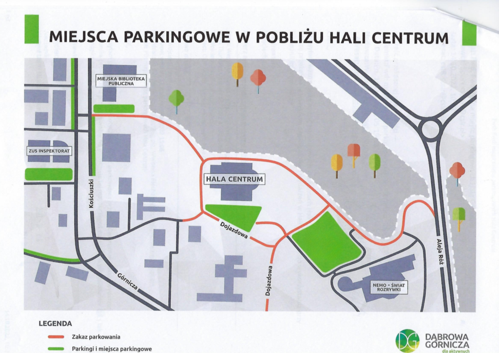 mapa z parkingami dla uczestników półmaratonu