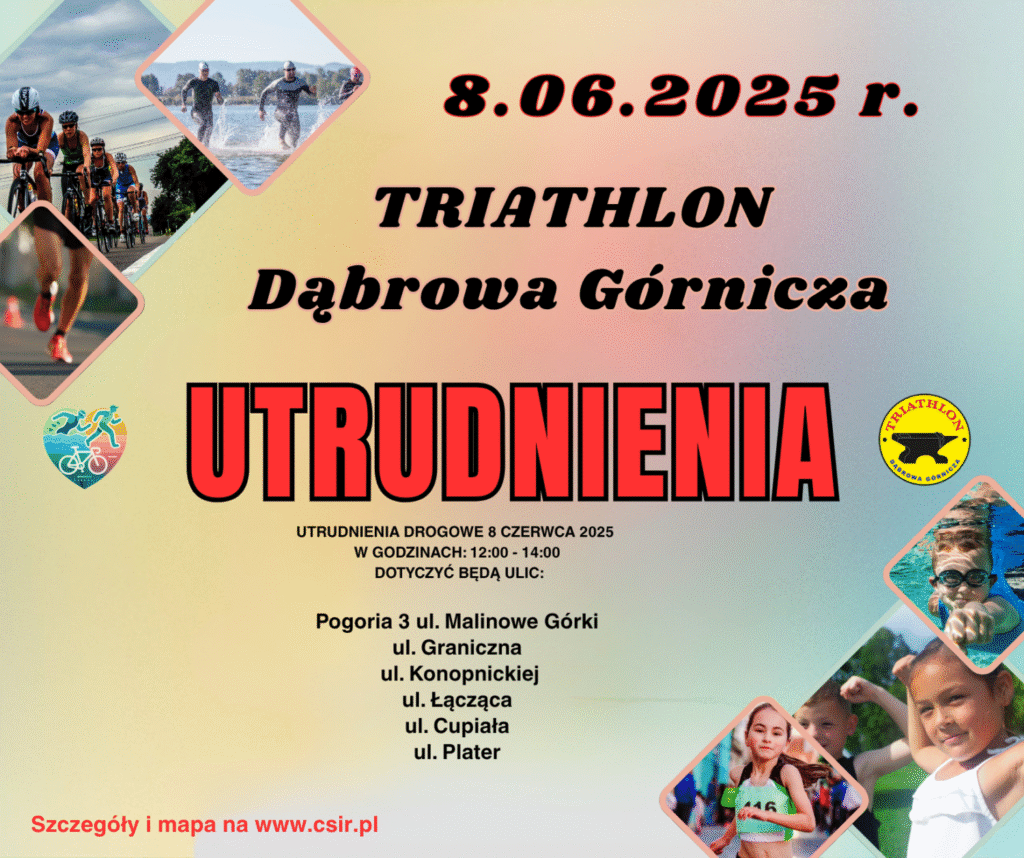 Grafika z utrudnieniami na trasie Triathlonu