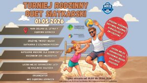 plakat promujący Rodzinny Turniej Mini Siatkówki